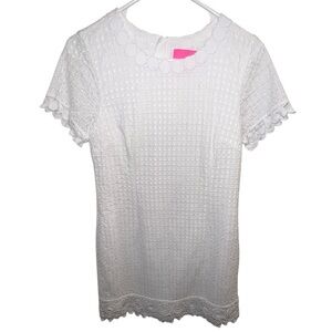 EUC Lilly Pulitzer White Eyelet Lace Short Sleeve Mini Dress 8 Cottagecore